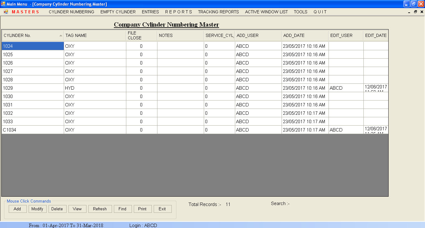 cylinder tracking